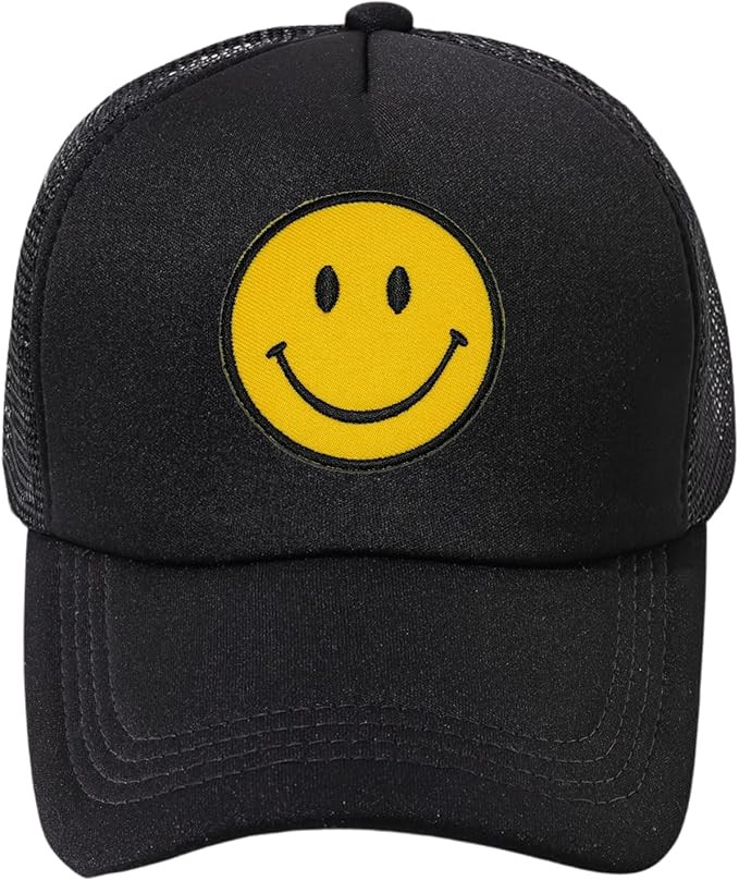 lycycse Smiley Face Trucker Hat Retro Mesh Baseball Cap with Smile Patch Foam Neon High Crown Y2K... | Amazon (US)