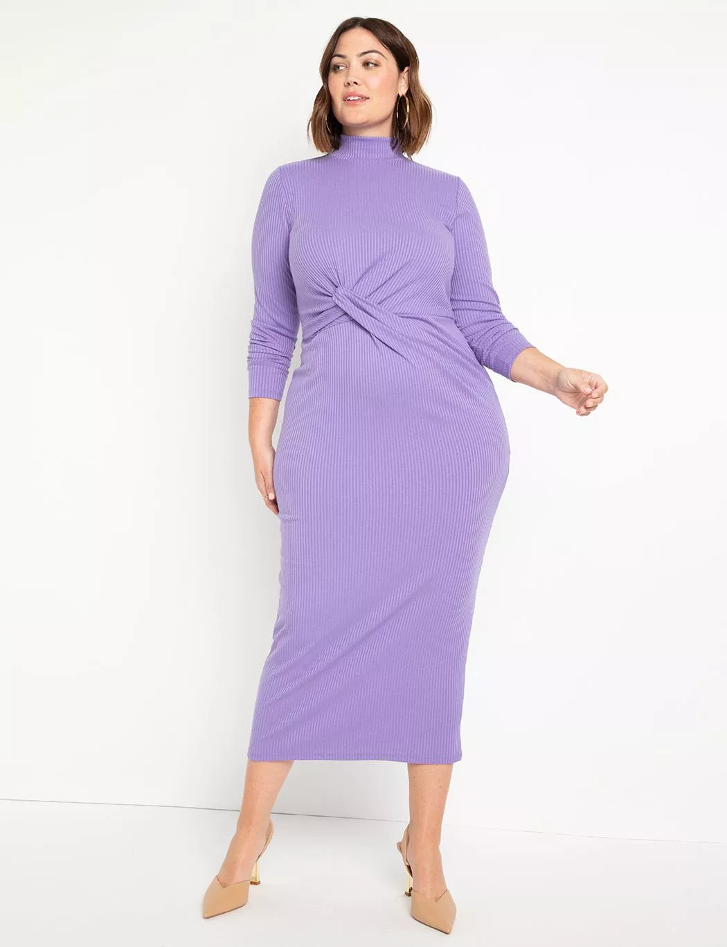 Twist Detail Ribbed Dress | Women's Plus Size Dresses | ELOQUII | Eloquii