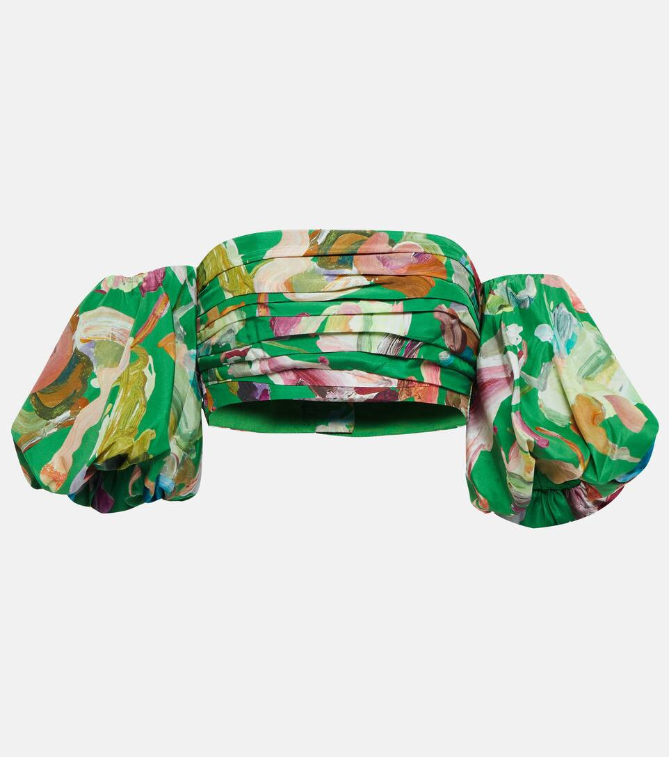 Arlo floral silk puff-sleeve crop top | Mytheresa (US/CA)