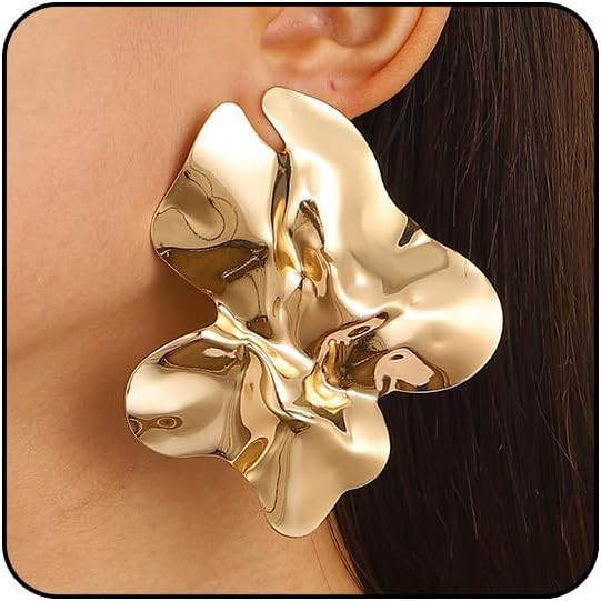 Big Earrings for Women Statement Chunky Gold Earrings for Women Trendy Hammered Large Silver Earr... | Amazon (US)