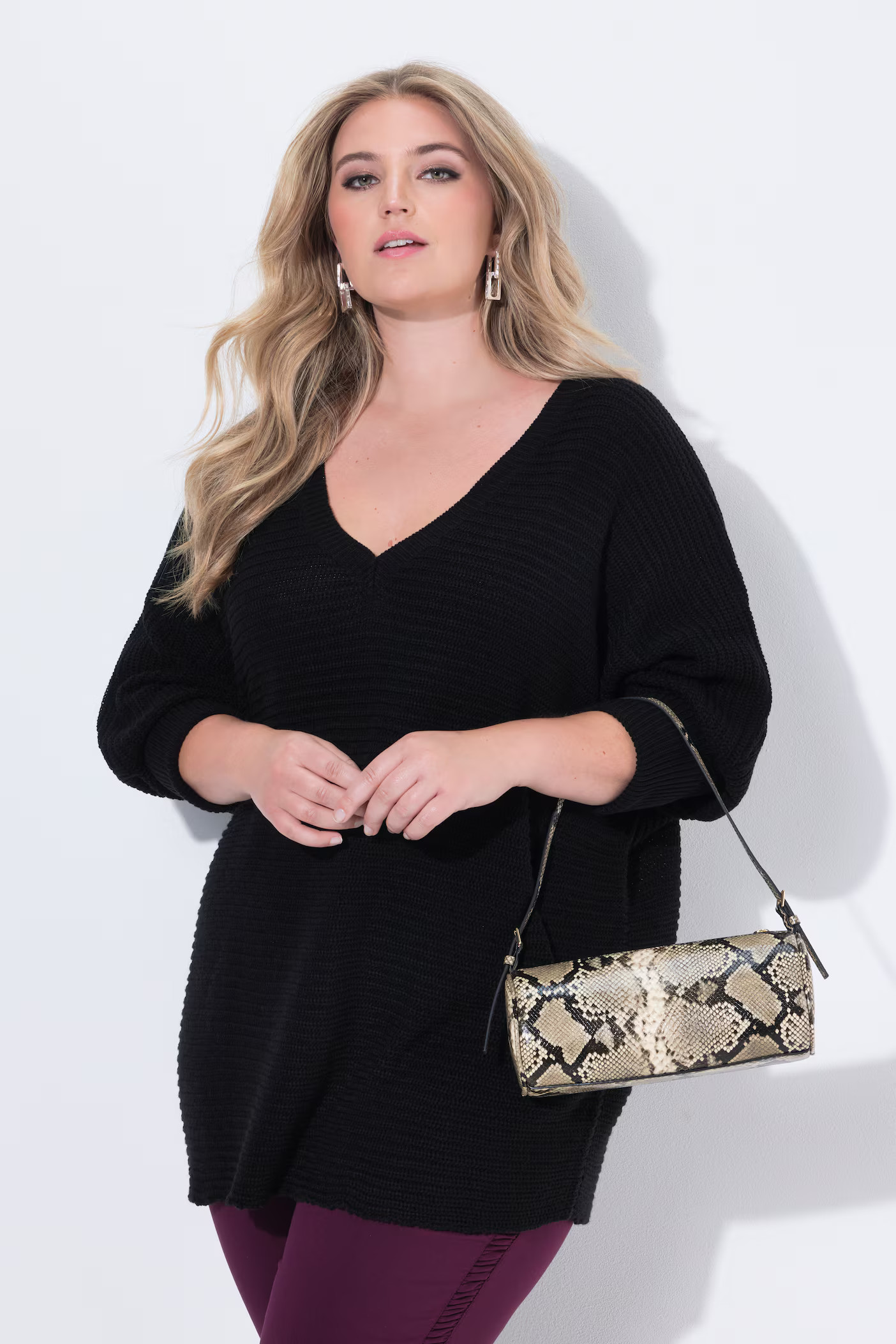 Poncho style V-neck sweater | Ulla Popken - US