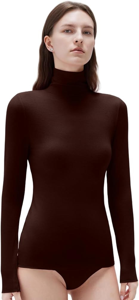 SUUKSESS Women Cashmere Turtleneck Long Sleeve Shirt Fitted Fall Basic Thermal Tops Fall Fashion | Amazon (US)