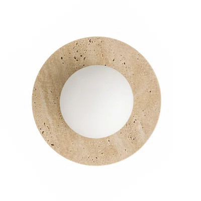 7.9" Modern Globe Wall Sconce with G9 Base and Travertine Backplate | Wayfair North America