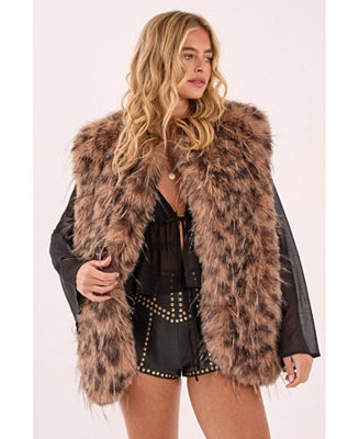 Women's Leopard Print Faux Fur Gilet | Macy's