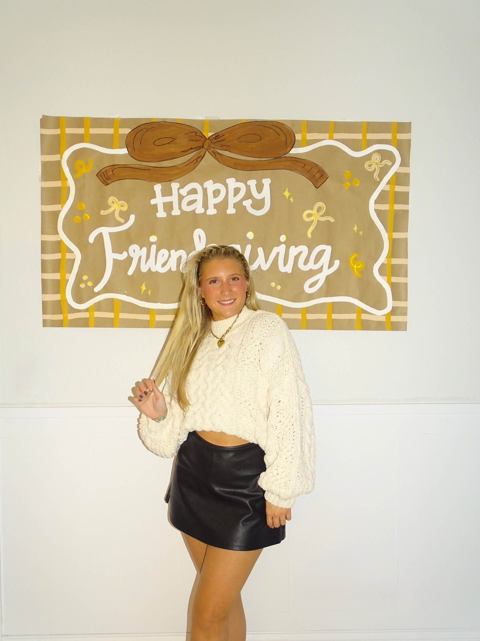 My friendgiving outfit! This sweater is soo comfy and thick, so cute paired with this leather skirt  

#LTKHoliday #LTKBeauty #LTKSaleAlert