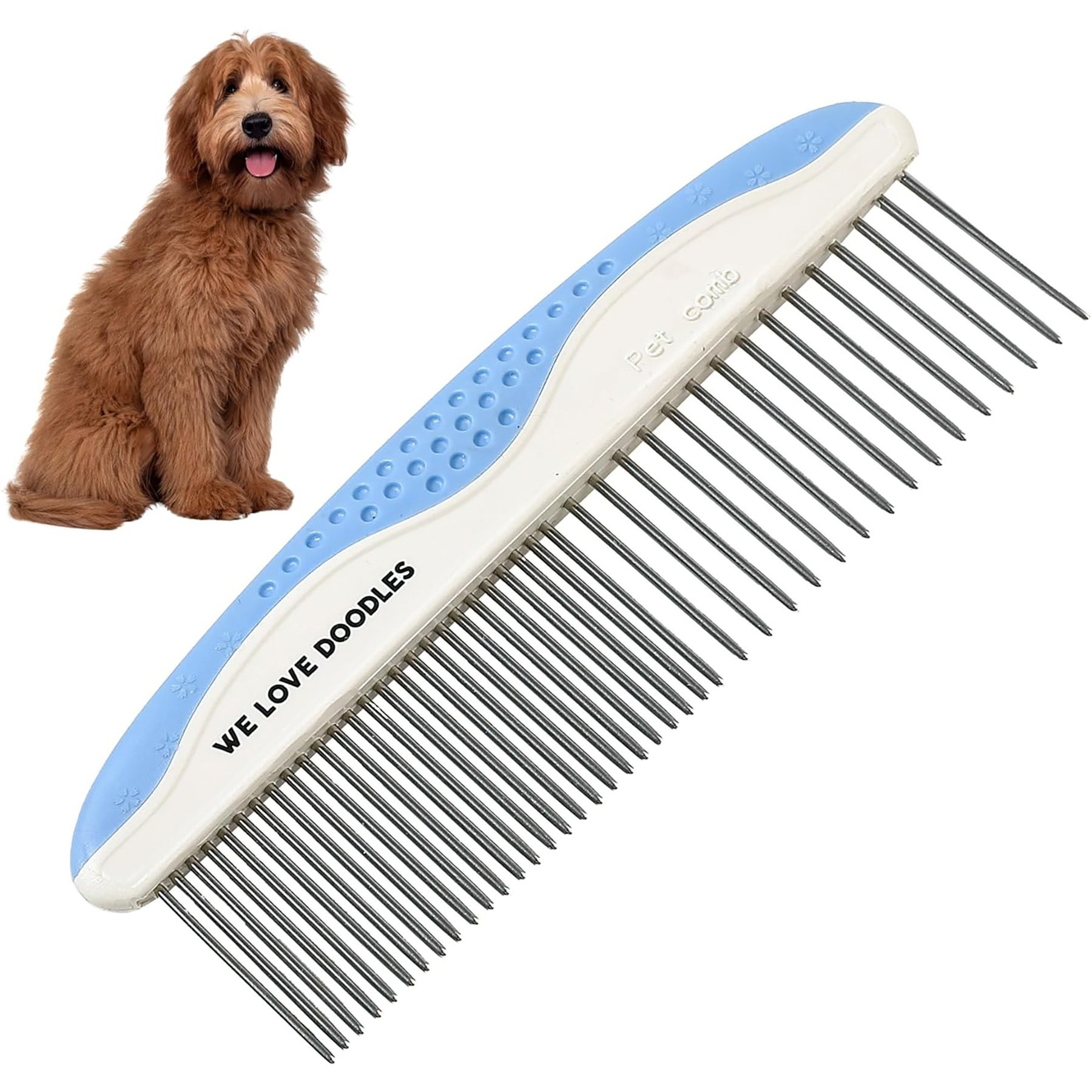 We Love Doodles Professional Metal Dog Dual Tooth Grooming Comb, Small | Chewy