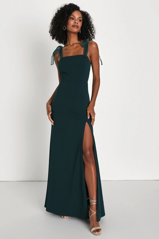 Beloved Elegance Emerald Green Tie-Strap Mermaid Maxi Dress | Lulus (US)