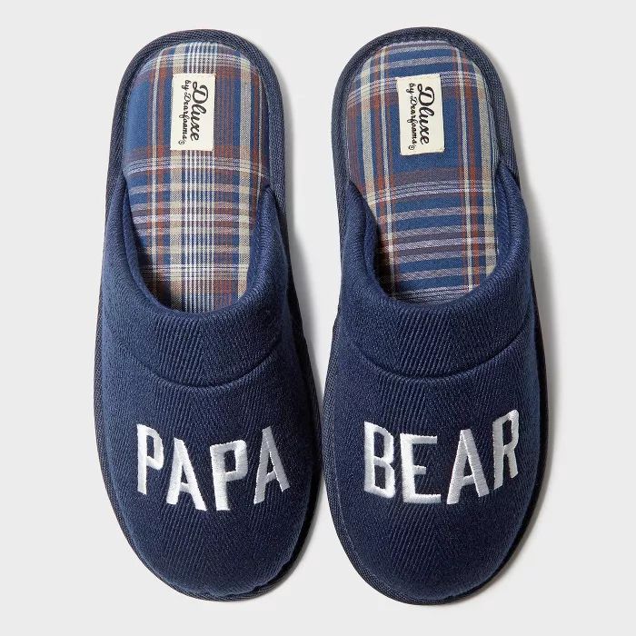 Men's dluxe by dearfoams Papa Bear Slide Slippers - Navy | Target