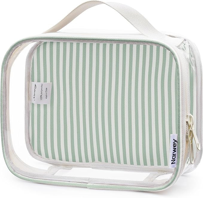 Narwey TSA Approved Clear Toiletry Bag for Travel, Waterproof PVC Clear Makeup Bags, Portable Com... | Amazon (US)