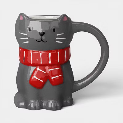 13oz Christmas Figural Cat Mug with Scarf - Wondershop™ | Target