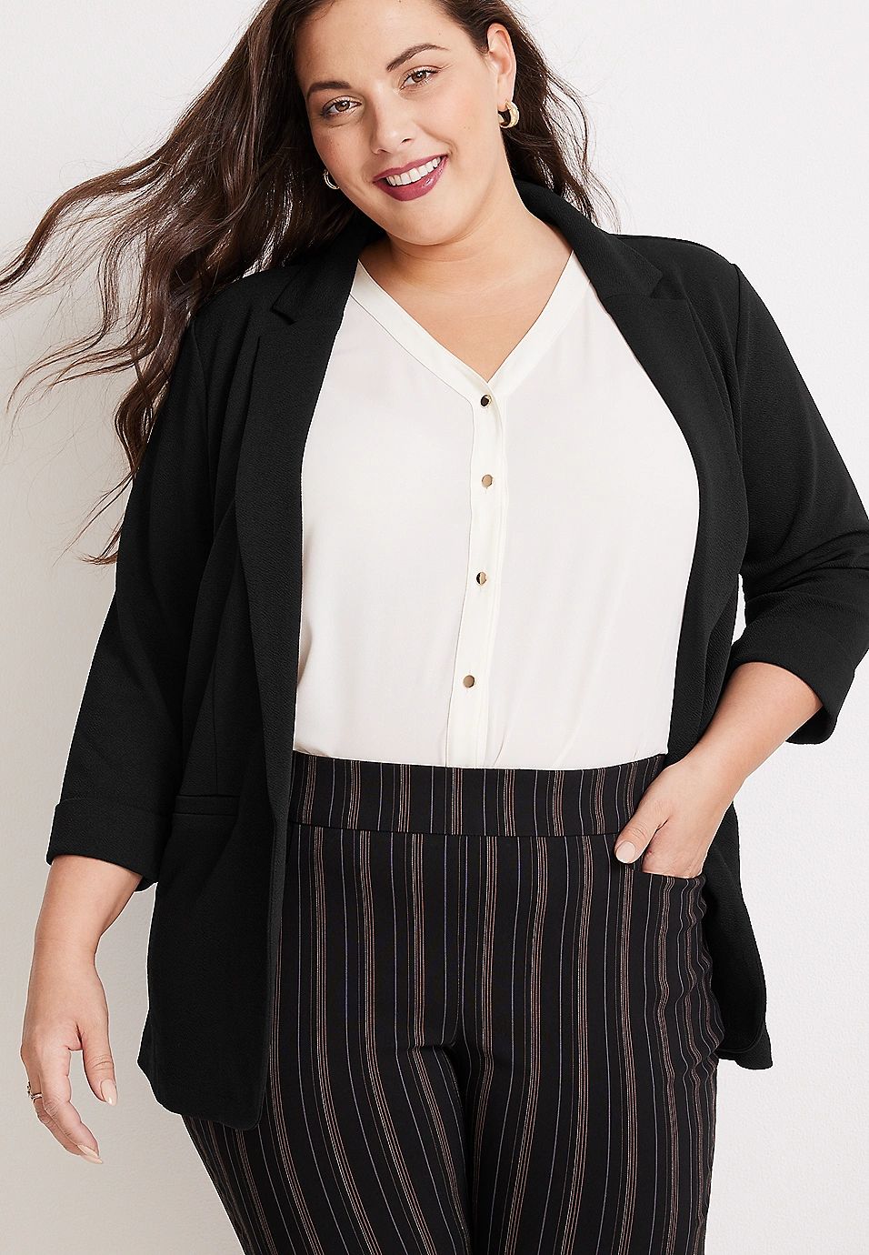 Plus Size Versa Open Front Blazer | Maurices