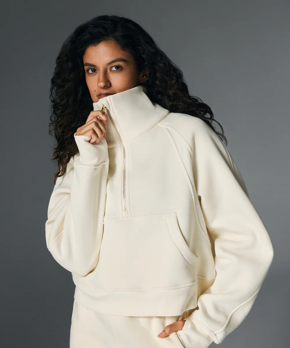 Ease Oversized Funnel-Neck Half Zip Pullover | ShopAthluna