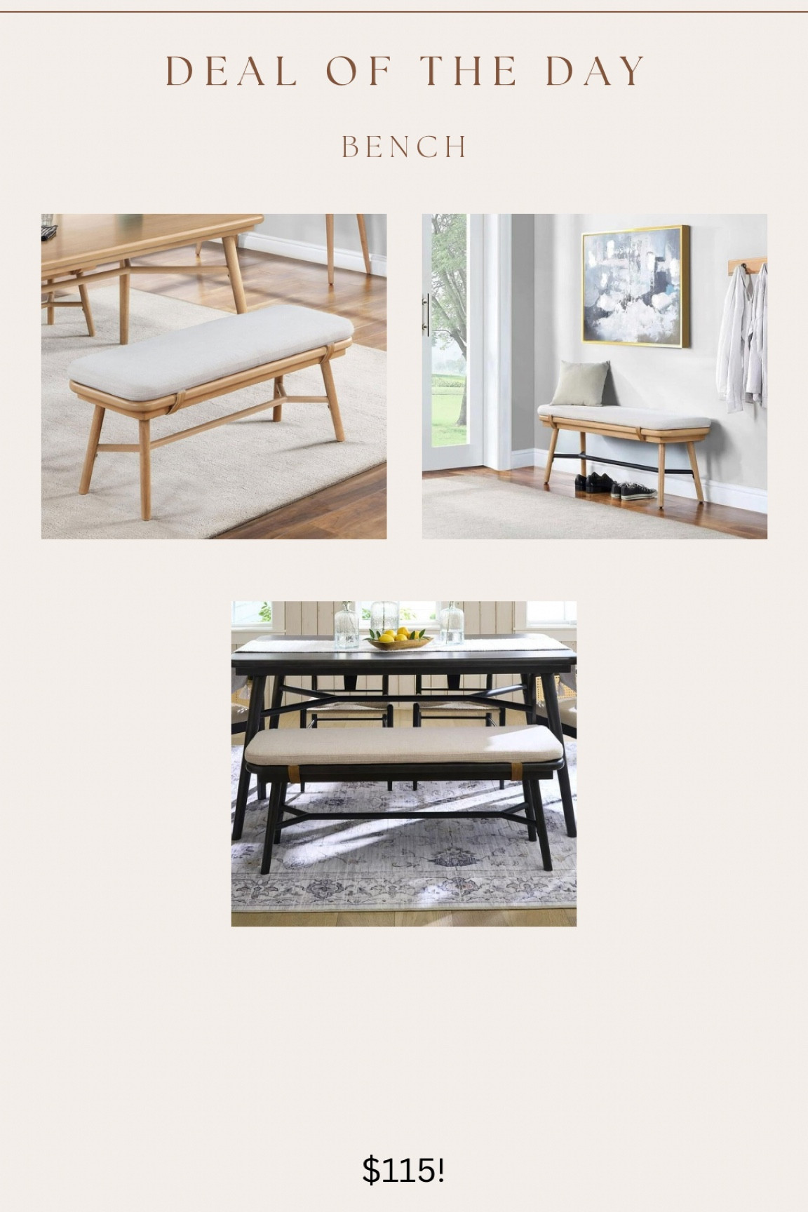 Gorgeous & budget friendly bench! 🙌🏻 would be great in dining room, entryway, living room, in front of bed, etc 

#LTKstyletip #LTKsalealert #LTKhome