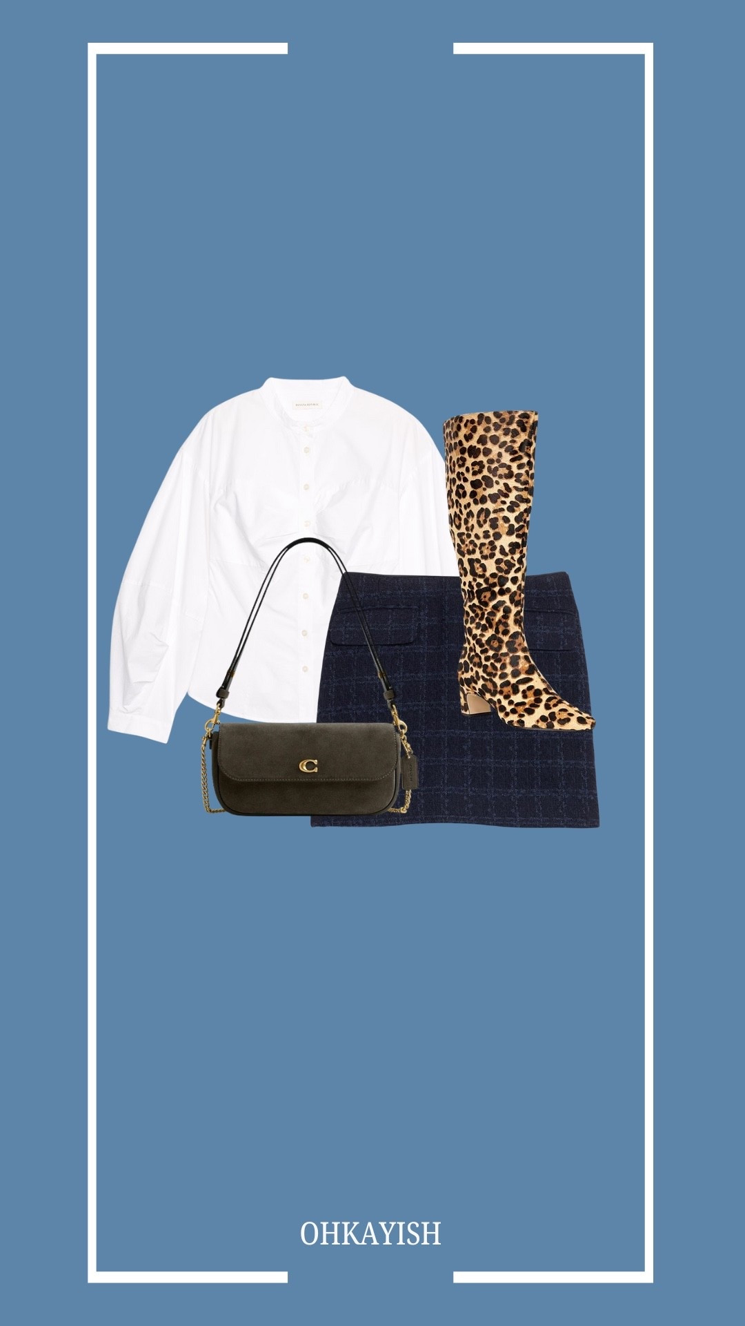 Mixing and matching prints is a fun way to make a statement while still being classy! I love the mixing of the blue plaid skirt with the animal print for a pop! 

#LTKStyleTip #LTKWorkwear #LTKSeasonal