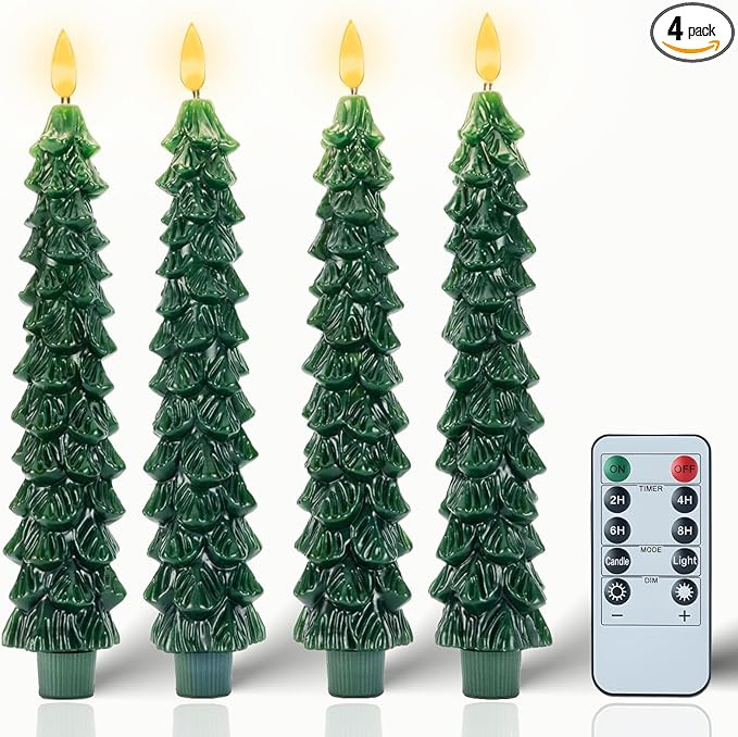Christmas Decorations Indoor - 4 PCS Christmas Tree Candles with Remote and Timer - Flameless Chr... | Amazon (US)