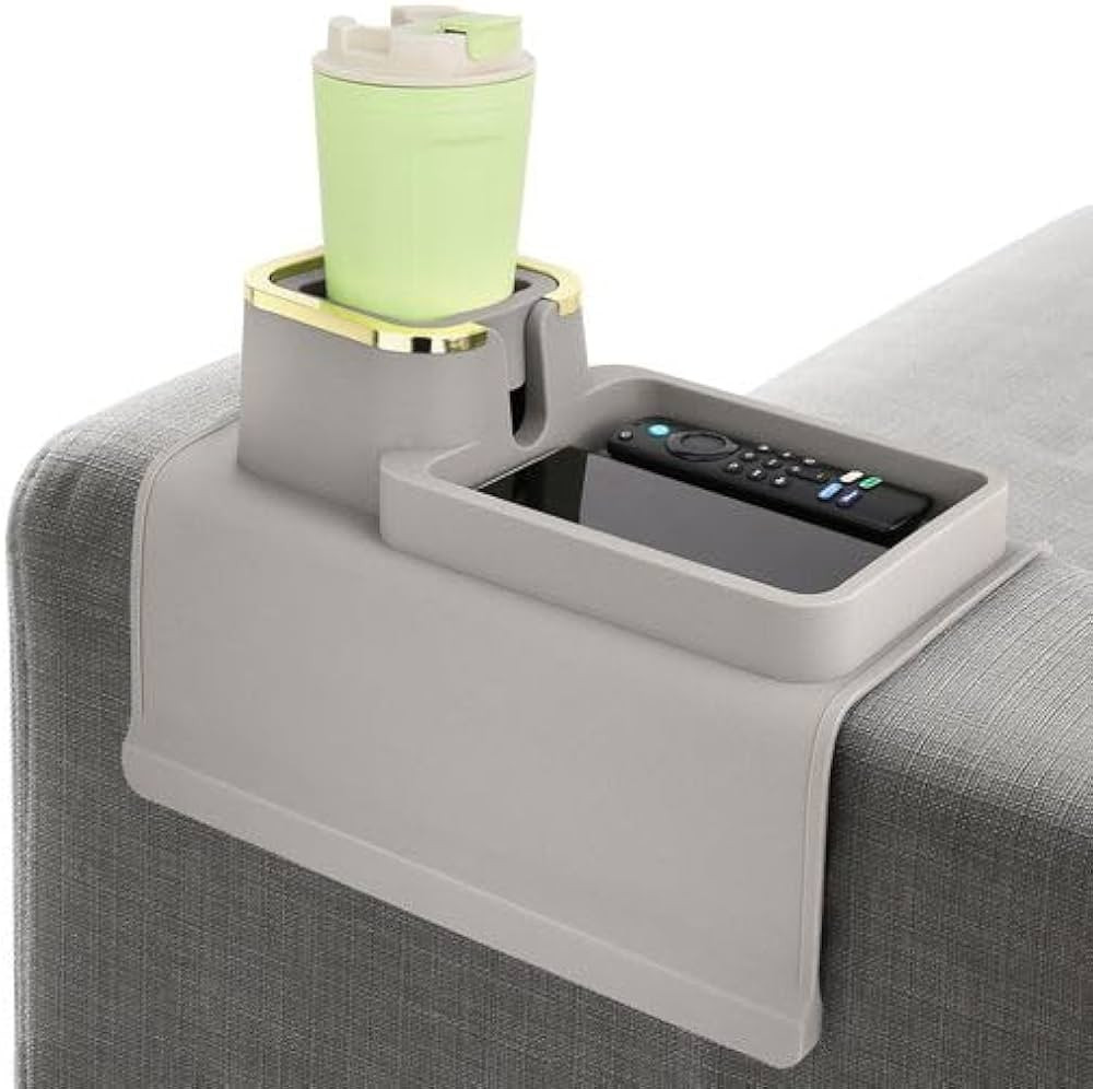 Couch Cup Holder Tray & Coffee Cup - Silicone Sofa Cup Holder Couch Arm Rest - Cup Holder Couch C... | Amazon (US)