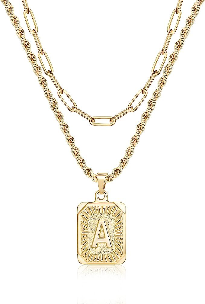 Yooblue Women's Brass Cubic Zirconia Initial Necklace | Amazon (US)