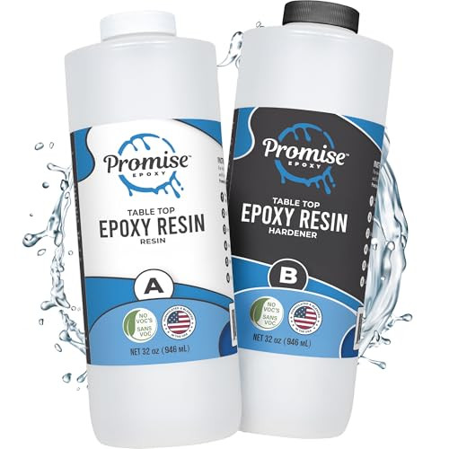 Promise Epoxy Epoxy Resin Kit 64 Oz-Crystal Clear, UV Resistant, Self Leveling, Food Safe for Table Top, Arts & Crafts, Wood Casting, Jewelry Making, Use with Mica Powder, Silicone Molds, Alcohol Ink | Amazon (US)
