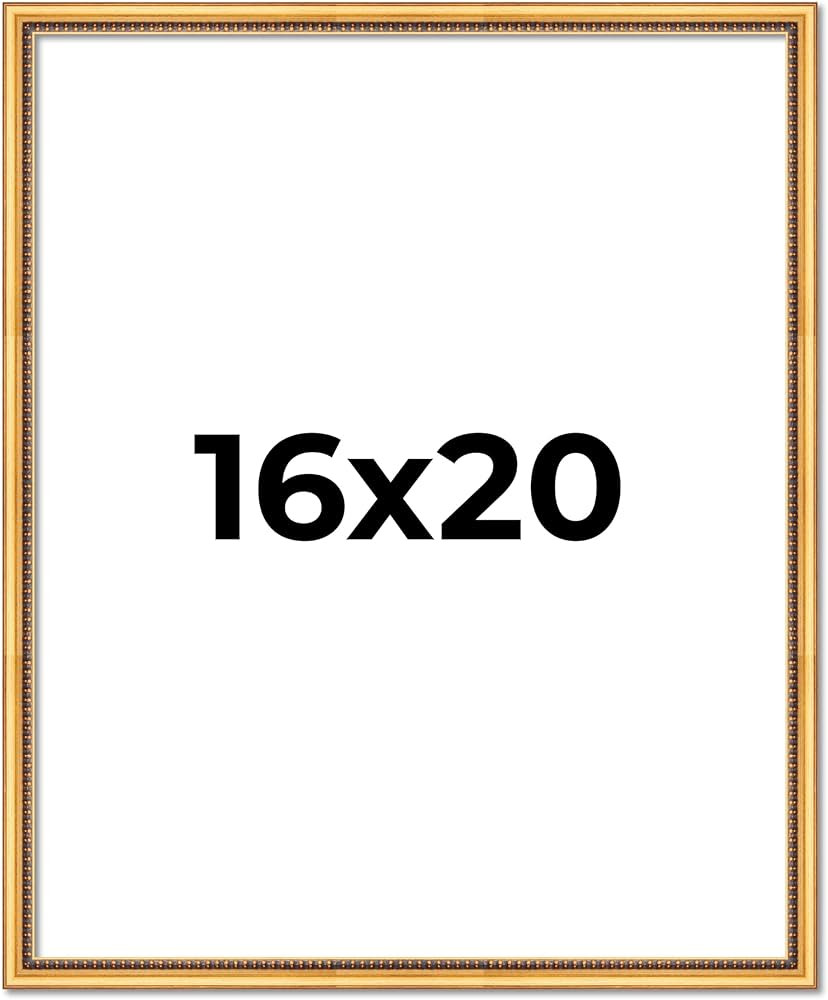 Poster Palooza 16x20 Frame Gold Beaded Antique Solid Wood Picture Frame with UV Acrylic Plexiglas... | Amazon (US)