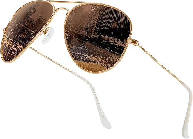 Classic Aviator Sunglasses for Men Womens Polarized UV Protection Driving Sunglasses | Amazon (US)
