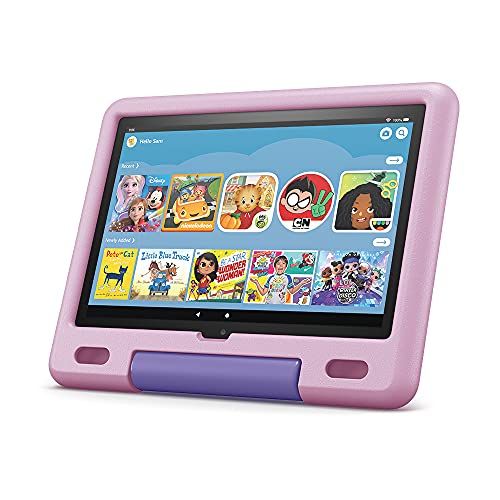 Fire HD 10 Kids tablet, 10.1", 1080p Full HD, ages 3–7, 32 GB, Lavender | Amazon (US)