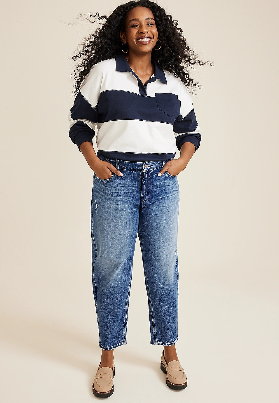Plus Size edgely™ High Rise Barrel Jean | Maurices