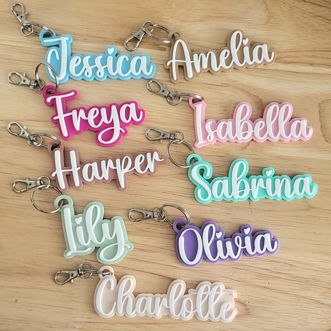 Personalized Name Keychain, Kids Backpack Tag, Water Bottle Name Keychain, Diaper Bag Keychain, K... | Etsy (US)