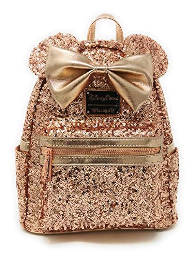 Disney Parks Loungefly Rose Gold Minnie Mouse Sequin Backpack - Updated Style | Amazon (US)