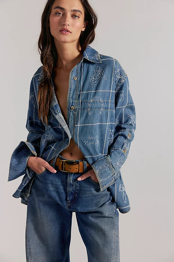 We The Free Have A Nice Day Denim Top | Free People (Global - UK&FR Excluded)