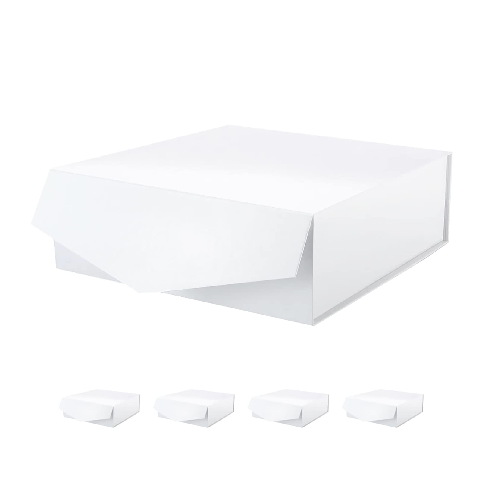 5 Extra Large Gift Boxes 10.3x10.3x4.3 Inches, Matte White Gift Boxes with Lids, Bridesmaids Prop... | Amazon (US)