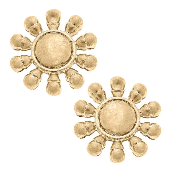Jasen Sunburst Stud Earrings in Worn Gold | CANVAS