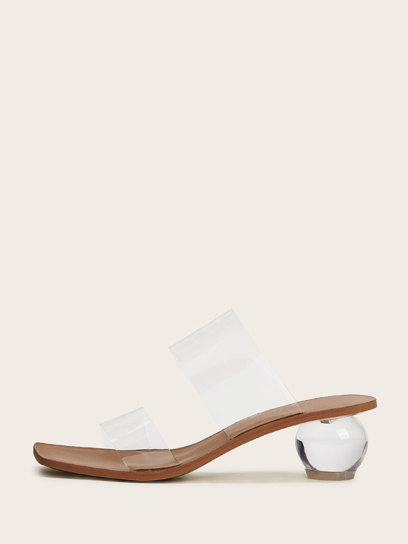 Clear Chunky Heeled Double Strap Mules | SHEIN
