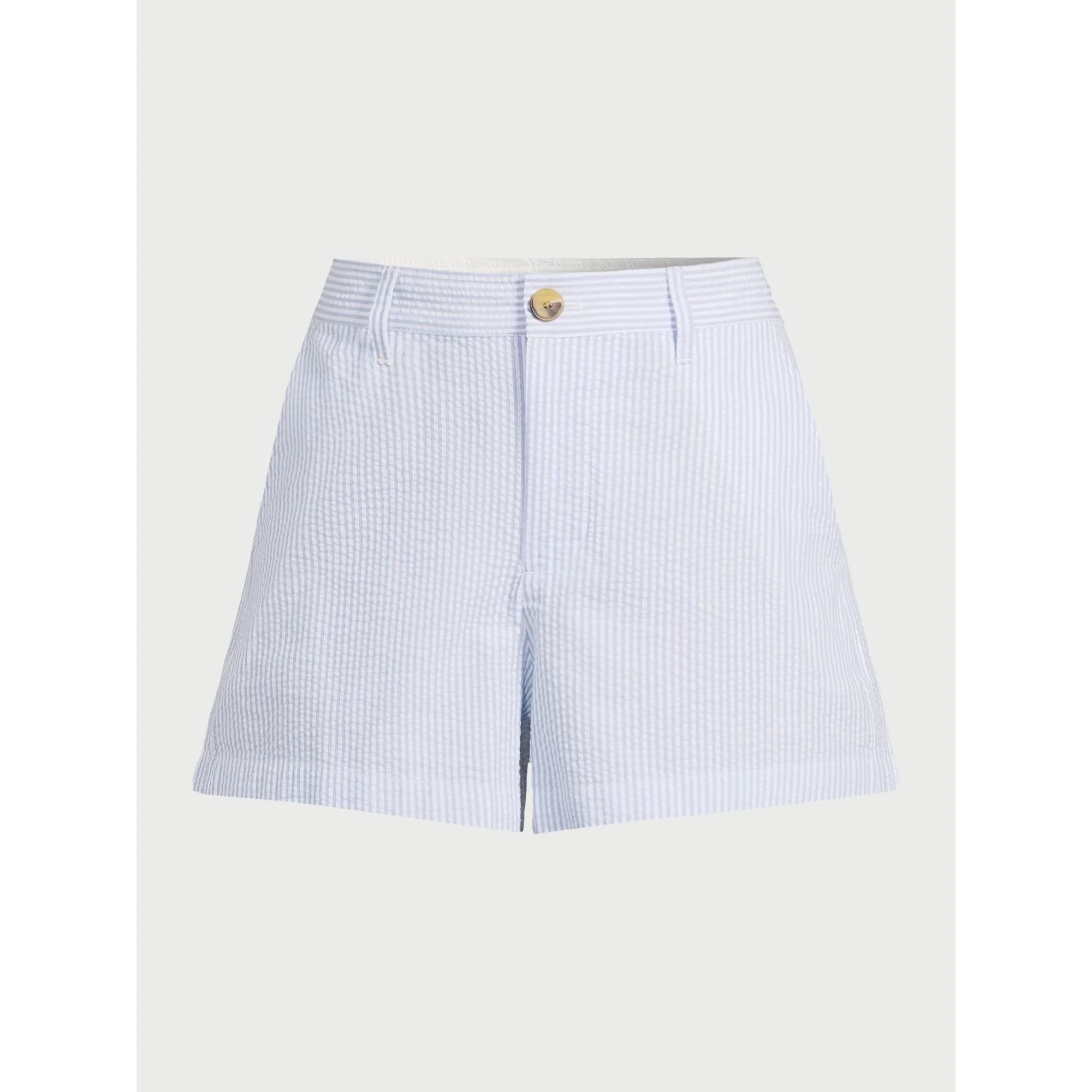 Free Assembly Women’s Cotton Mid-Rise Seersucker Shorts, 3.5” Inseam, Sizes 0-20 | Walmart (US)