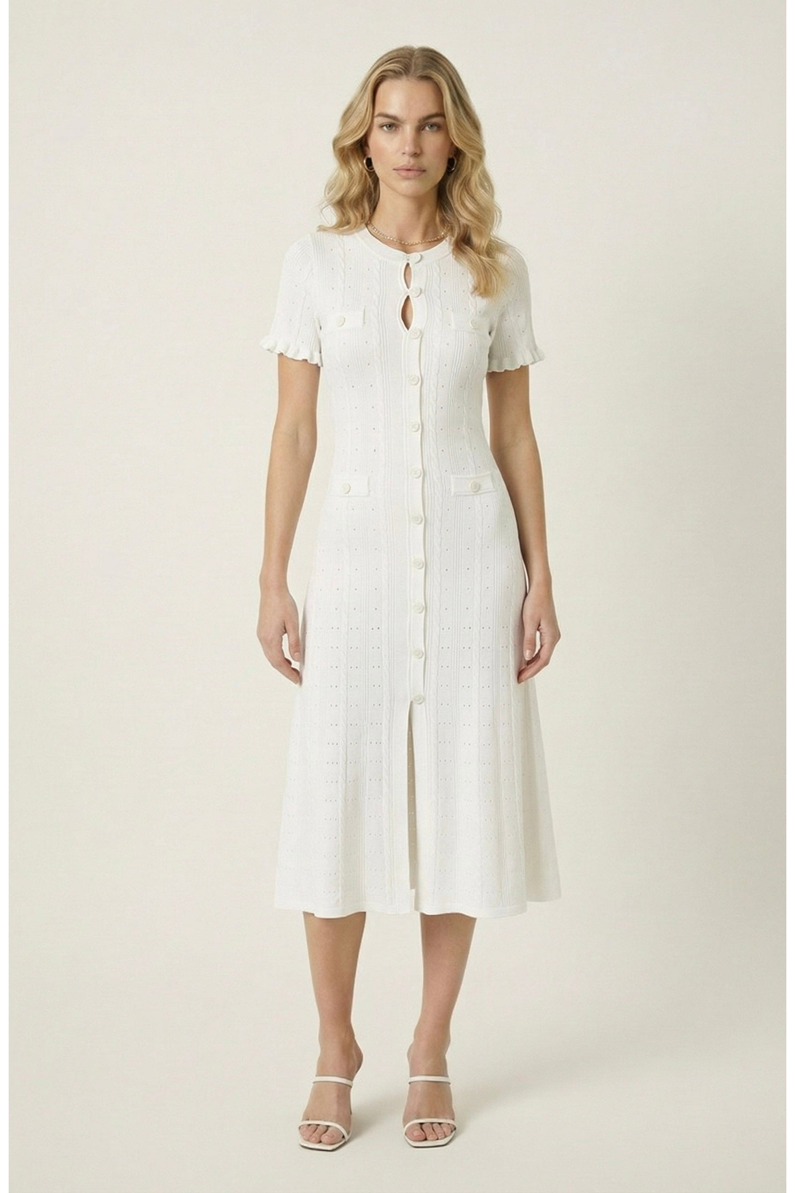 Button Front Knit Short Sleeve Midi Dress (Women) | Nordstrom | Nordstrom