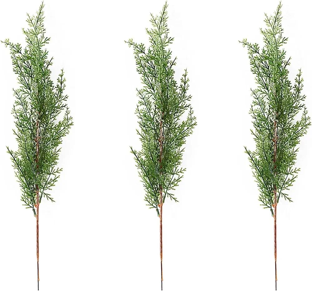 PRTECY 3Pcs Artificial Cypress Branches, 16.5 Inch Faux Greenery Pine Picks Long Stem Cedar Sprig... | Amazon (US)