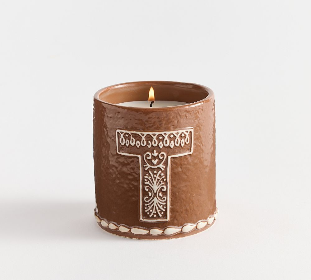 Gingerbread Alphabet Candle: T: Small (Gingerbread Spice) | Pottery Barn (US)