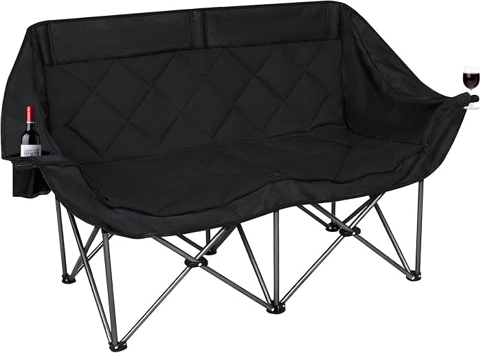 Double Camping Chair for 2 Persons, Oversized Folding Loveseat Camping Chair with Cup & Wine Hold... | Amazon (US)