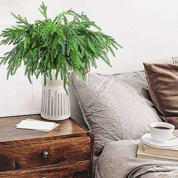 Jutom 12 Pcs Christmas Norfolk Pine Branches, Norfolk Pine Artificial Christmas Branches DIY Craf... | Amazon (US)
