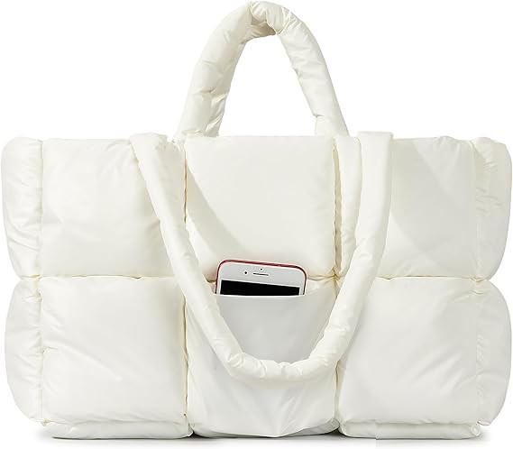 Herald Puffer Tote Bag for Women, Large Quilted Puffy Handbag Lightweight Winter Down Cotton Padd... | Amazon (US)