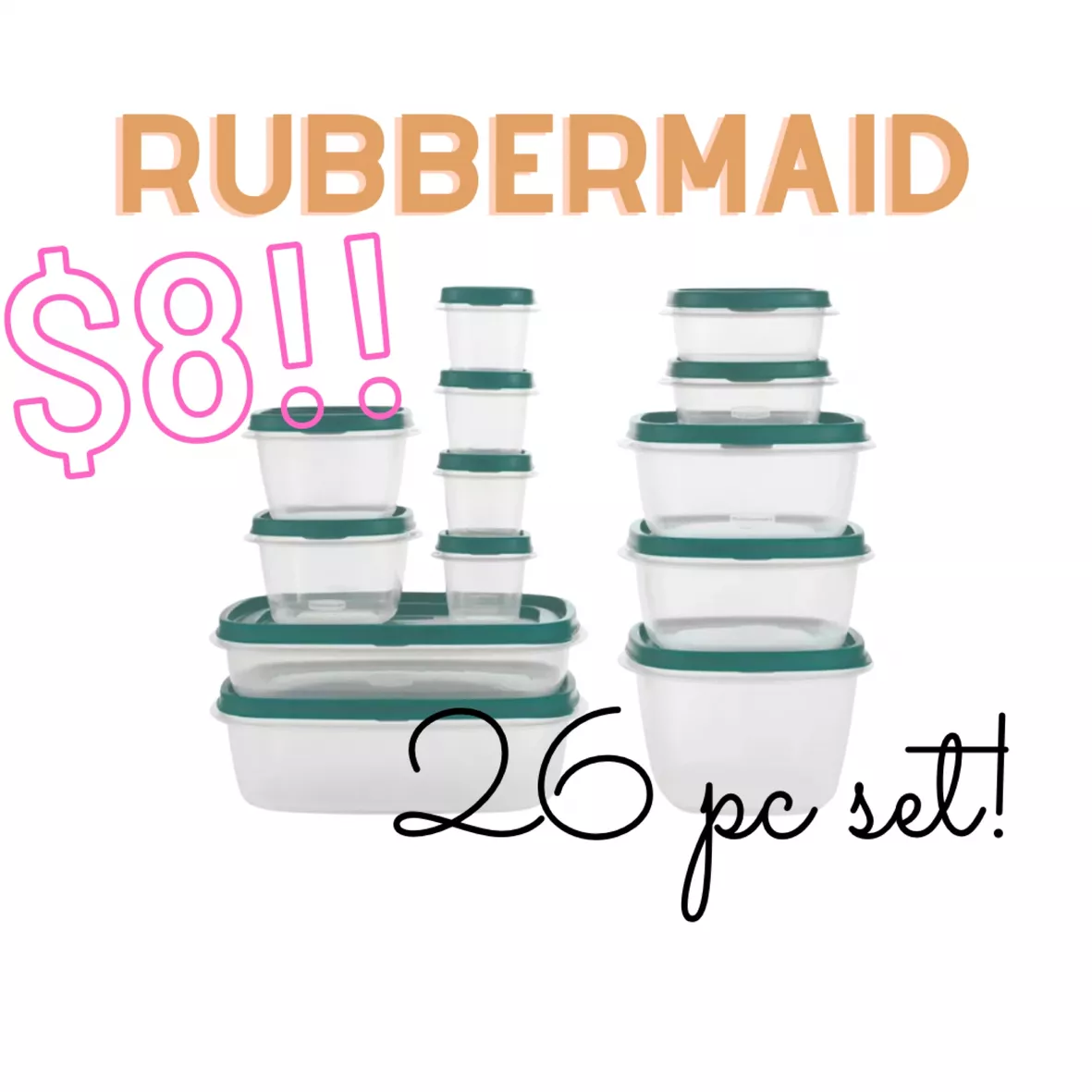 Rubbermaid EasyFindLids 26 Piece Plastic Food Storage Container