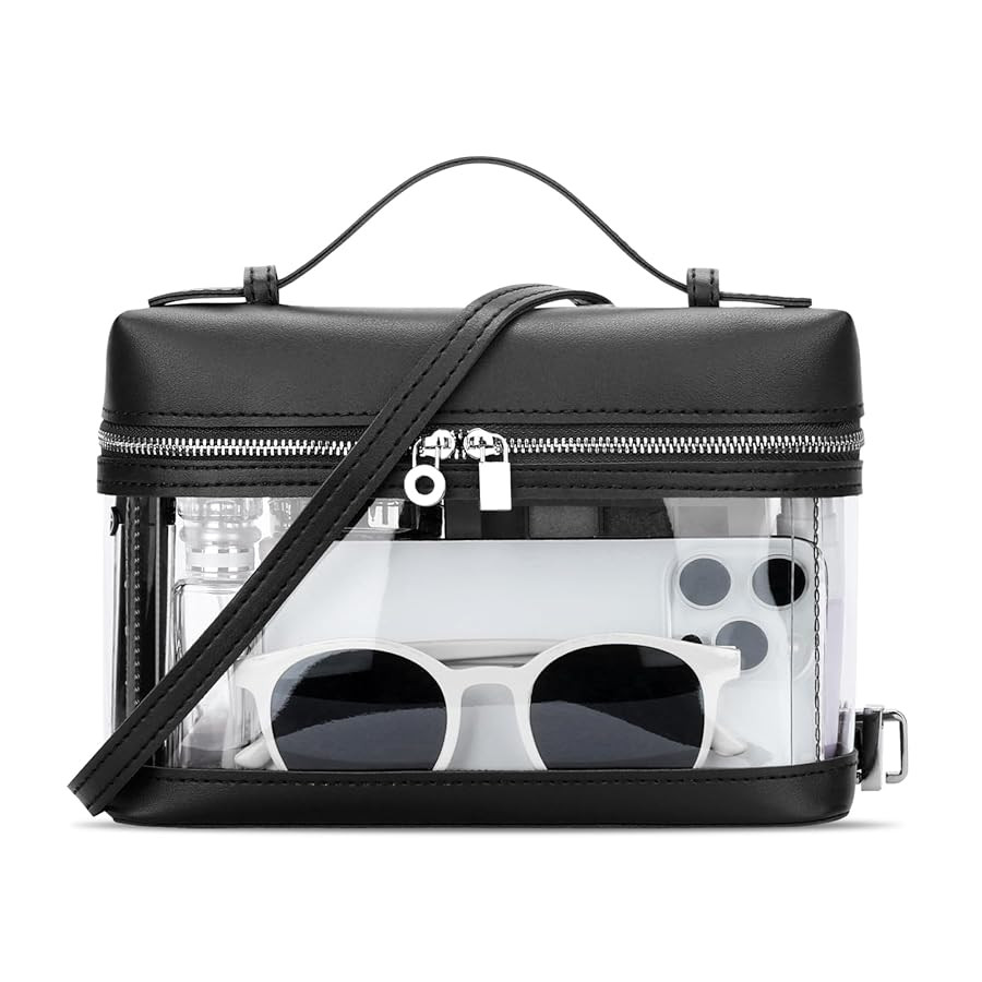 KKXIU Clear Crossbody Bags for Women Stadium Approved Vegan Leather Transparent Purses for Concer... | Amazon (US)