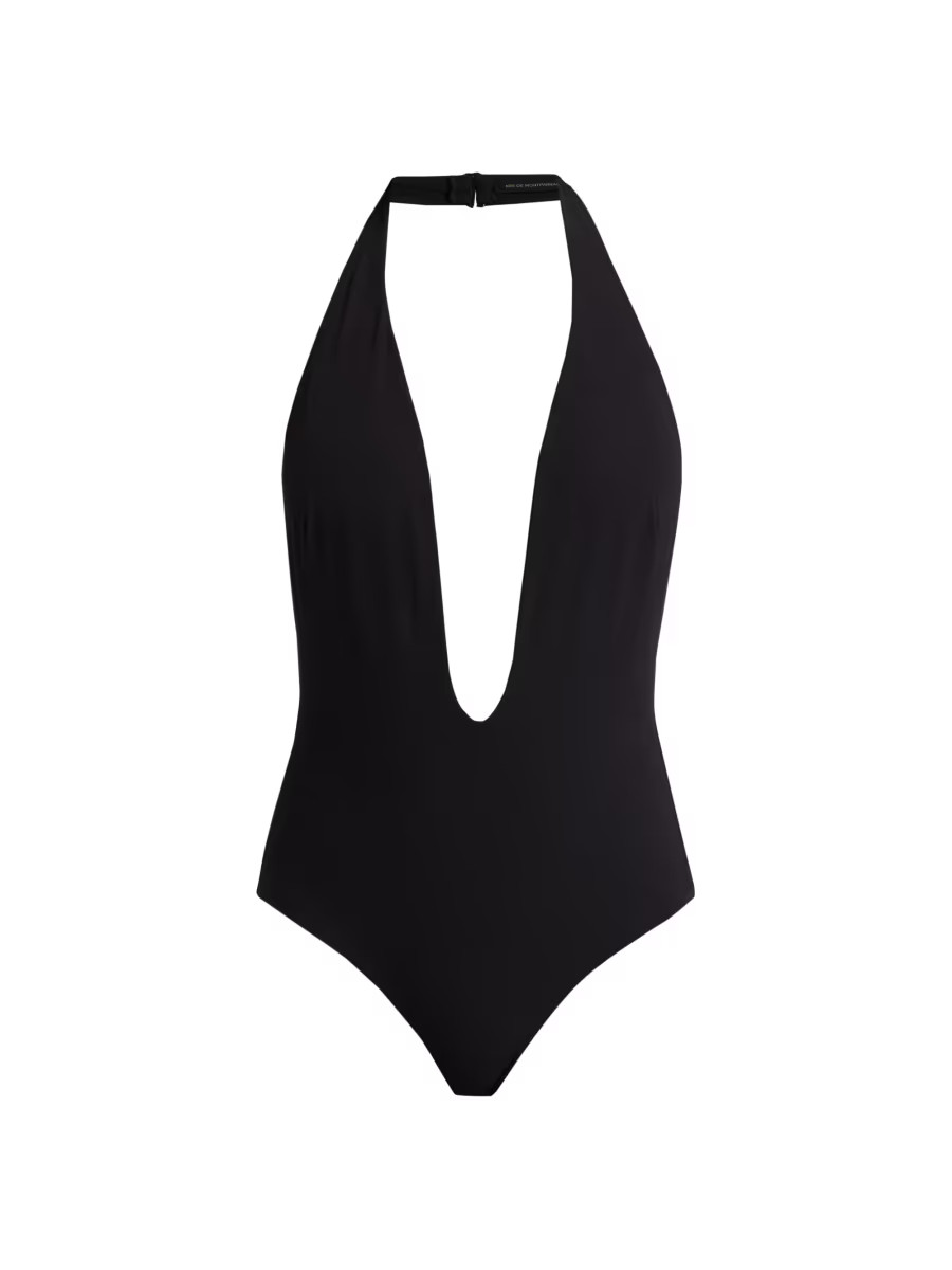 Echauffe Plunging V-Halterneck One-Piece Swimsuit | Saks Fifth Avenue