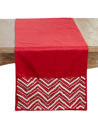 Velvet Beaded Chevron Table Runner, 16" x 72" | Macy's