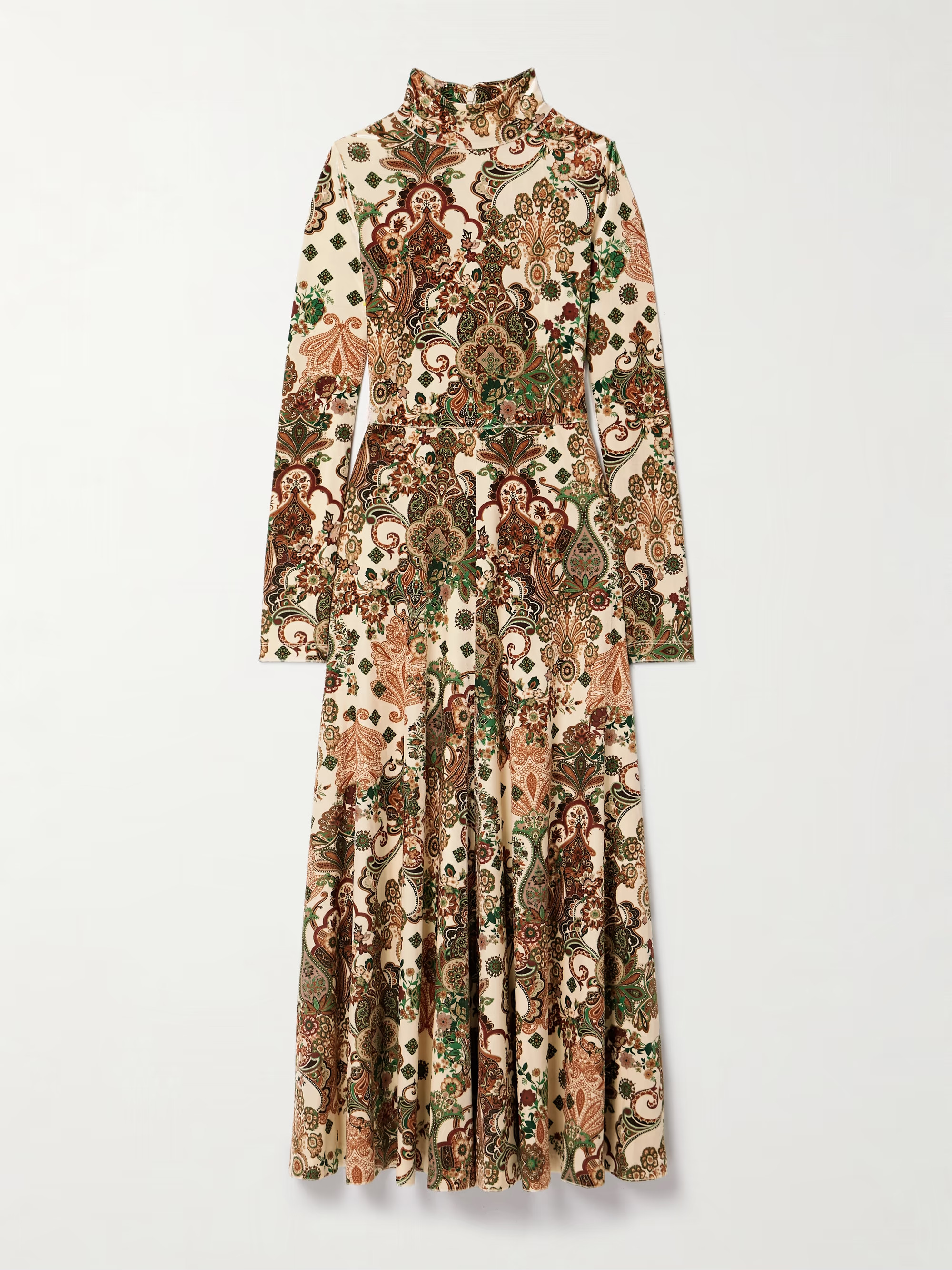 Agata paisley-print velvet turtleneck midi dress | NET-A-PORTER (US)