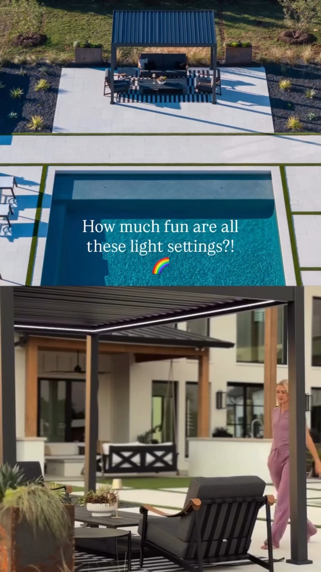 How much fun are all these light settings on our new pergola?!
🌈