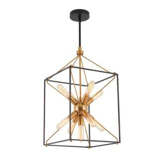 Artika Clyde 9-Light Black Sputnik Modern Industrial Hanging Pendant Light for Kitchen Dining Roo... | The Home Depot