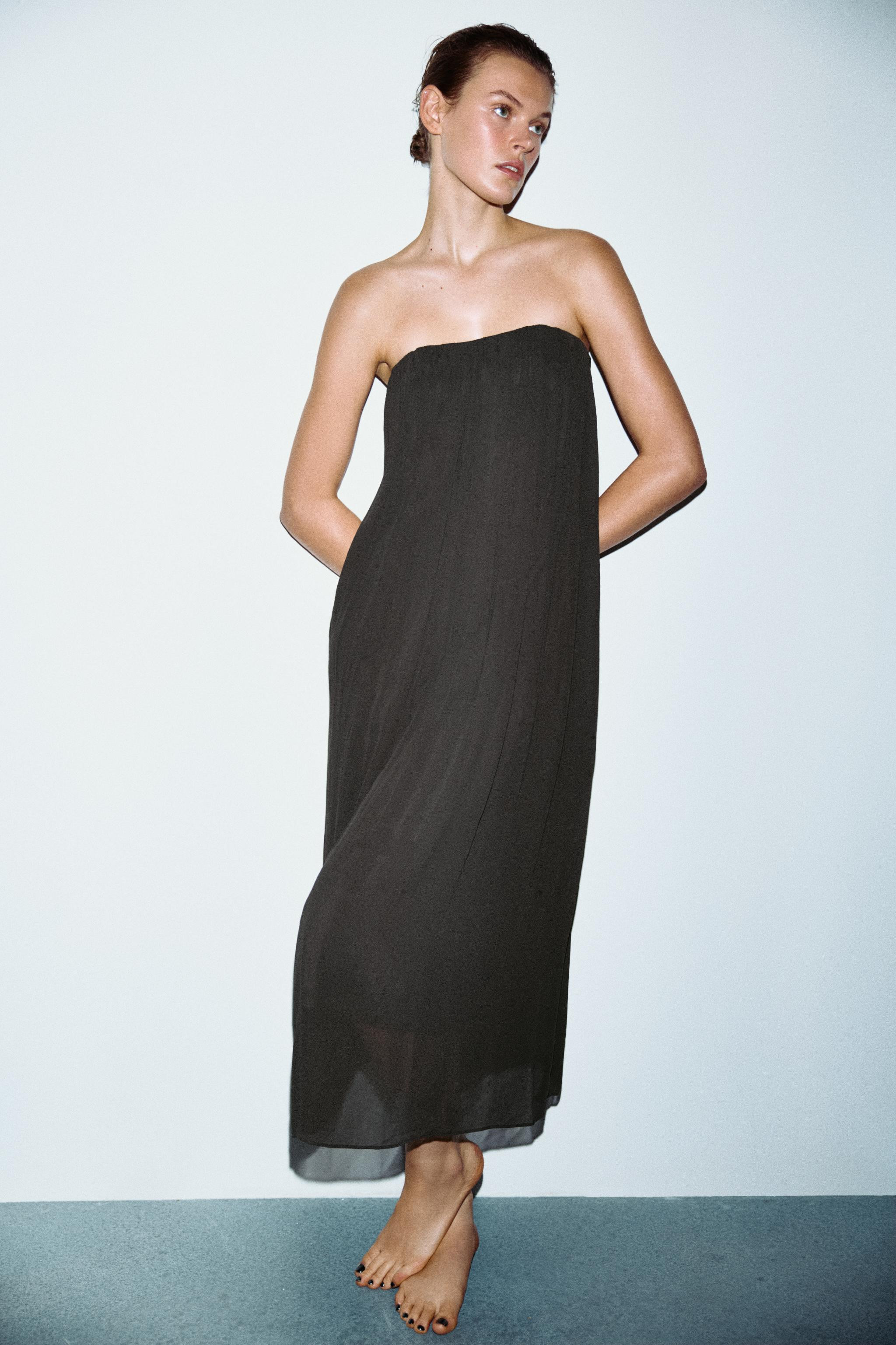 STRAPLESS MIDI DRESS | Zara UK