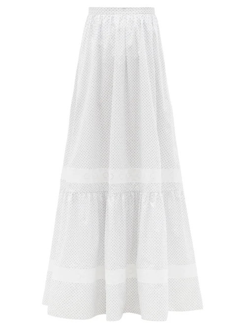 Erdem - Annis Ditsy Floral-print Cotton-poplin Maxi Skirt - Womens - White Multi | Matches (UK)