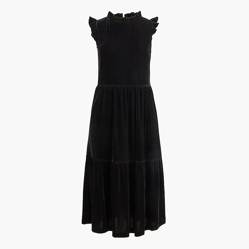 Velvet tiered midi dress | J.Crew Factory