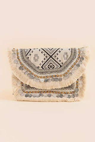 Becca Geo Tribal Fringe Boho Clutch  - francesca's | Francesca's